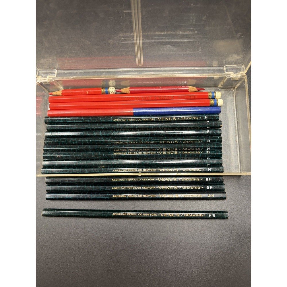 Lot Of 17 Vintage American Pencil Venus Unique Drawing H/2H/HB/Red/1207/1211